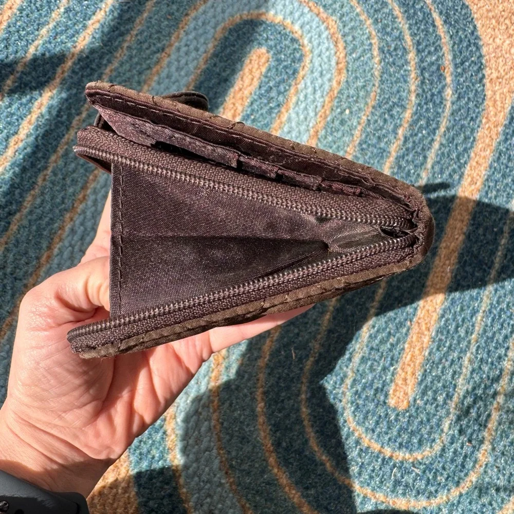 Vera Bradley Chocolate Quilted Wallet Mini Zip Espresso Brown